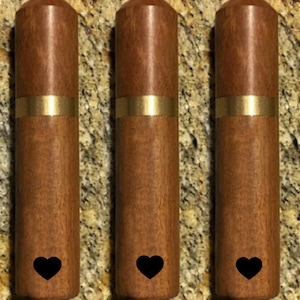 Three Natural Rosewood Cremation Urns/Scattering Tubes (with Engraved Hearts)  Fits in Pocket/Purse, TSA Travel Compliant