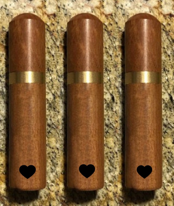 Three Natural Rosewood Cremation Urns/Scattering Tubes (with Engraved Hearts)  Fits in Pocket/Purse, TSA Travel Compliant