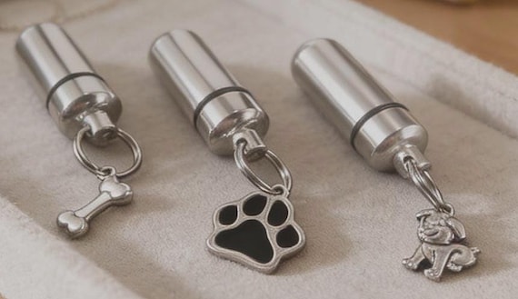 Three "Puppy Dog" Cremation Urn Necklace - Memorial Jewelry, Custom Engraving