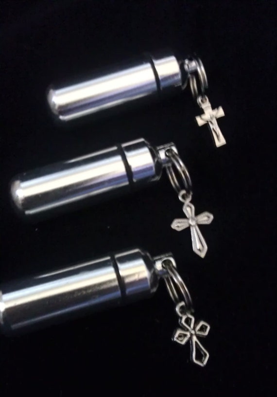 Antique Crosses Trio Special Set - THREE Cremation Urns in Velvet Pouches, Memorial Keepsakes, Mourning Jewelry, Child Urn, Personalized Urn