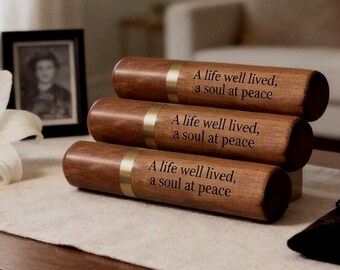 THREE Engraved "A life well lived, a soul at peace" Rosewood Cremation Urns/Scattering Tubes - Fits in Pocket, TSA Compliant