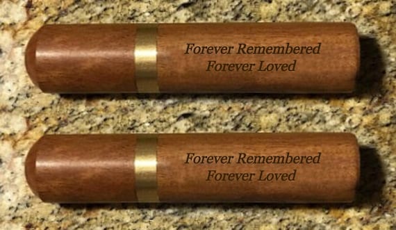 Two ENGRAVED "Forever Remembered Forever Loved" Rosewood Cremation Urns/Scattering Tubes, Fits in Pocket/Purse, TSA Compliant, Very Secure