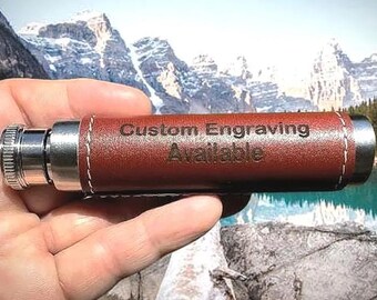 Stainless Steel Scattering Tube with Brown Leather Wrap, Safe & Secure, Custom Engraving Available.