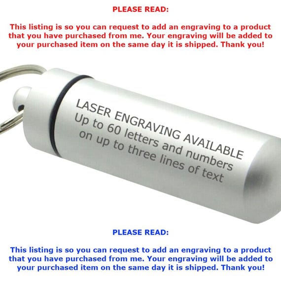 Get ONE Custom Engraving Add-On (for an item purchased from me)  Up To 60 Letters/Numbers. Purchase item first, and then add an engraving.