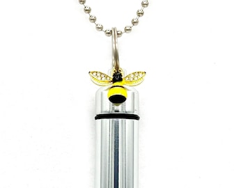 Colorful Bumble Bee Cremation Urn Necklace - Includes Black Velvet Pouch, 24" Ball-Chains& Fill Kit