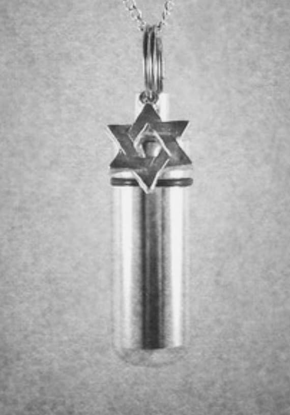 Lovely Jewish Star Of David - Cremation Urn on 24" Necklace - Loss of loved One,