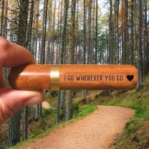 Rosewood Travel Urn/Scattering Tube with Heart - Engraved - I Go Wherever You Go