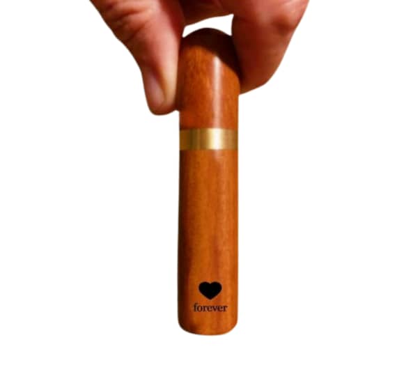 Laser Engraved "Forever Heart" Natural Rosewood Cremation Urn/Scattering Tube - Fits in Pocket/Purse, TSA Travel Compliant, Very Secure