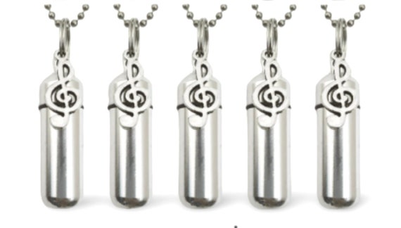 Set of FIVE Musical Treble Clef CREMATION URN Necklaces - Ashes Necklace, Memorial Jewelry, Mourning Jewelry, Urn Necklace, Personalized Urn