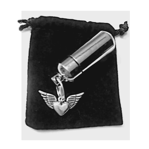 Silver Winged Heart CREMATION URN NECKLACE - Urn Jewelry, Mourning Keepsake, Ashes Holder, Child Loss, Pet Urn, Baby Urn, Personalized Urn