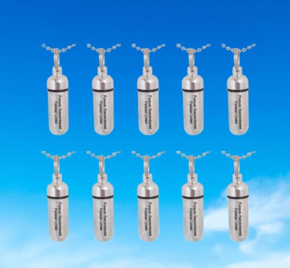 TEN Cremation Urn Necklaces, Brushed Silver ENGRAVED "Forever Remembered Forever Loved", Child Loss, Pet Loss
