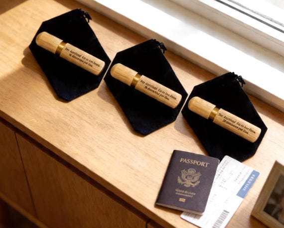 THREE Custom Engraved Sandalwood Cremation Urns / Scattering Tubes - Fits in Pocket, TSA Approved for Travel