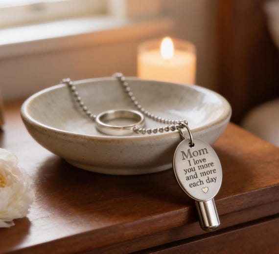Mom Urn Necklace - Silver Memorial Pendant with Ashes Container