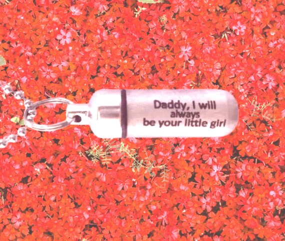 Laser ENGRAVED Brushed Silver CREMATION URN Necklace "Daddy, I will always be your little girl"  Loss of Loved One, Celebration of Life