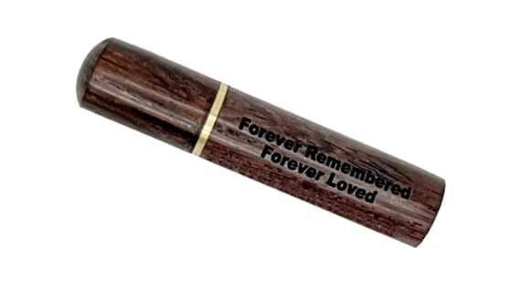 Forever Remembered Forever Loved - Natural Walnut Cremation Urn/Scattering Tube, Fits in Pocket/Purse, Perfect for Travel, TSA Compliant