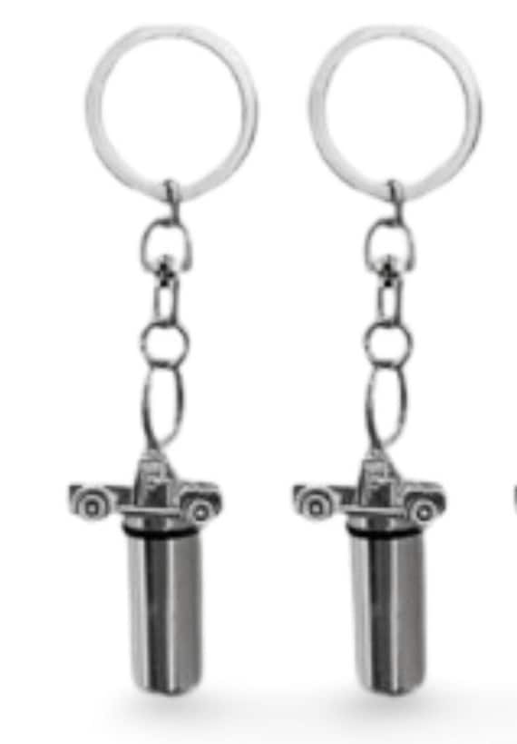 Set of TWO Cremation Urns on Swivel Steel Keychains with Silver Pickup Trucks - Memorial Jewelry, Cremation Keepsake, Personalized Urn