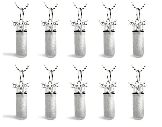 Ten Brushed Silver Dragonfly Cremation Urn Necklaces, Memorial Jewelry, Custom Engraving Available!