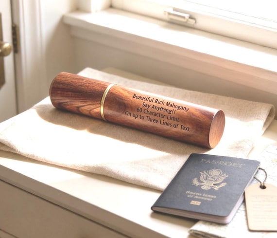 Travel Ashes Urn, Mahogany Wood Scattering Tube (Engravable, TSA Approved)
