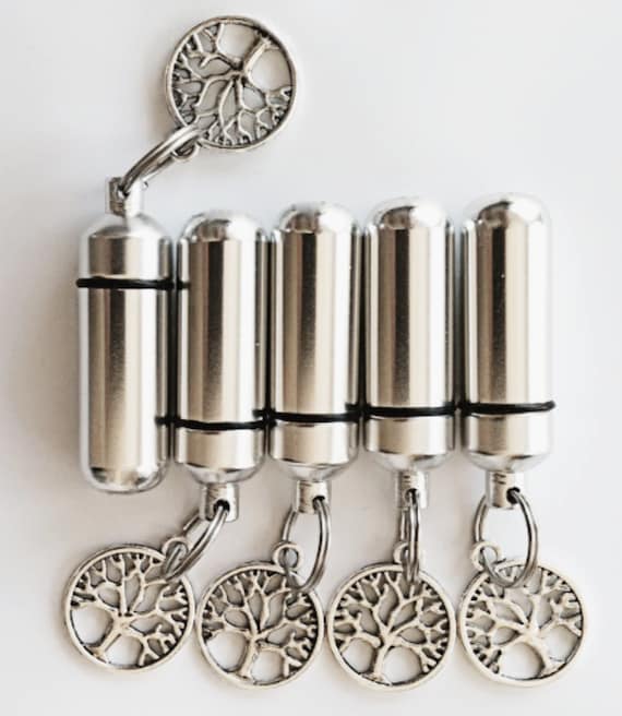 FIVE Silver TREE-Of-LIFE Cremation Urn Keepsakes - Mourning Jewelry, Memorial Keepsakes, Pet Loss, Personalized Urn, Child Loss