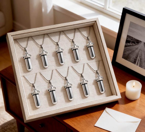 Ten Cremation Urn Necklaces - Semi-Truck /18 Wheeler, Memorial Jewelry, Personalized