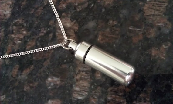 Classic Polished Silver CREMATION URN on 24" Curb Chain Necklace - Mourning Jewelry, Urn Keepsake, Child Loss, Pet Urn, Personalized Urn