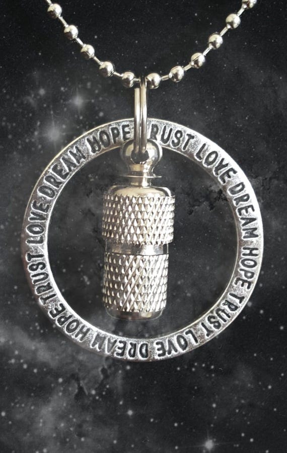 Forever Ring "Love Dream Hope Trust"  MINI CREMATION Necklace - Includes Velvet Pouch and Fill Kit