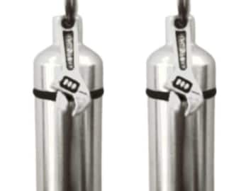 Set Of Two Silver CREMATION URN Necklaces with Wrench/Tool - Mourning Jewelry, Keepsake Urn, Ashes Necklace, Pet Urn, Personalized Urn