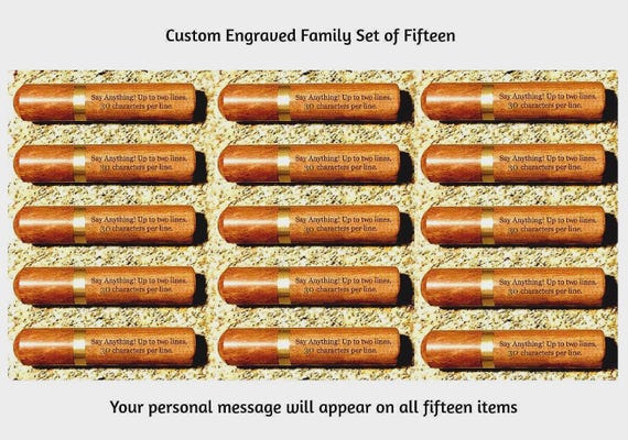 Large Family Set of 15 CUSTOM ENGRAVED Rosewood Cremation Urns / Scattering Tubes - Fits in Pocket/Purse, Perfect for Travel, TSA Compliant!