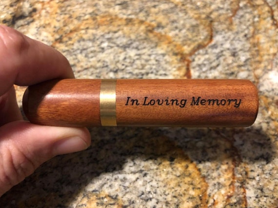 Laser Engraved "In Loving Memory" Rosewood Cremation Urn / Scattering Tube - Fits in Pocket/Purse, TSA Compliant for Travel, Very Secure