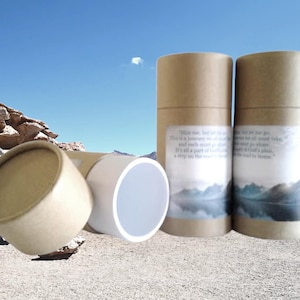 SET OF THREE Eco-Friendly Cremation Urn Scattering Tubes w/Telescopic Lids - Natural/Biodegradable - Style &quot;Mountain&quot;