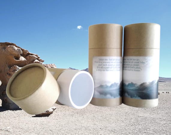 SET OF THREE Eco-Friendly Cremation Urn Scattering Tubes w/Telescopic Lids - Natural/Biodegradable - Style "Mountain"