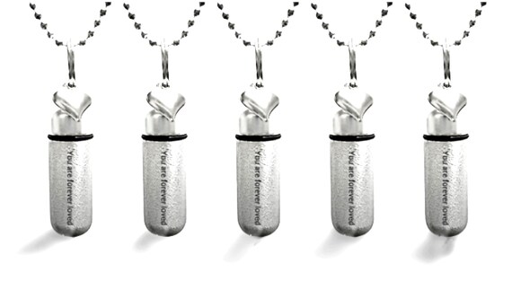 Set of FIVE Engraved Brushed Silver CREMATION URN Necklaces "You are forever loved" with Heart Charm - Memorial Jewelry, Ashes Necklace