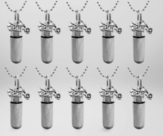 Set Of TEN Custom Engraved Brushed Silver Motorcycle Cremation Urn Necklaces, Memorial Jewelry, Urn Pendant, Condolence Gift, Loss of Father