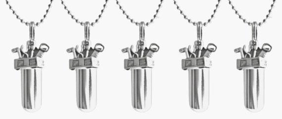 Set of Five CREMATION TOOLBOX Urn Necklaces for Contractor/Mechanic/Handyman (with 5 Tool Box Charms) Memorial Jewelry, Urn For Human Ashes