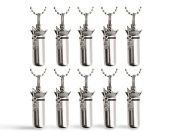 Set of TEN Polished Silver CREMATION URN Necklaces with "Fisherman in Boat" - Urn Keepsake, Urn for Ashes, Mourning Jewelry, Ashes Keepsake