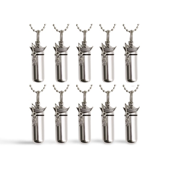 Set of TEN Polished Silver CREMATION URN Necklaces with "Fisherman in Boat" - Urn Keepsake, Urn for Ashes, Mourning Jewelry, Ashes Keepsake