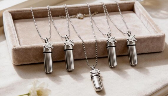 FIVE "Little Lamb" CREMATION URN Necklaces - Child Urn,  Personalized , Child Loss
