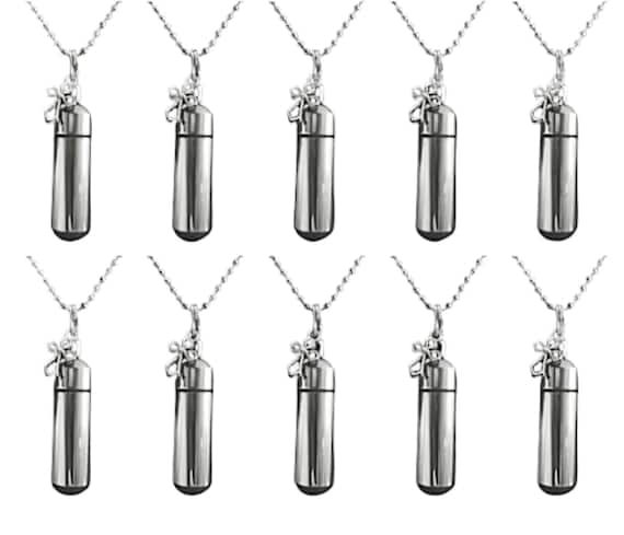 TEN Silver Cremation Urn Necklaces with Antique Crosses - Engraving Available!