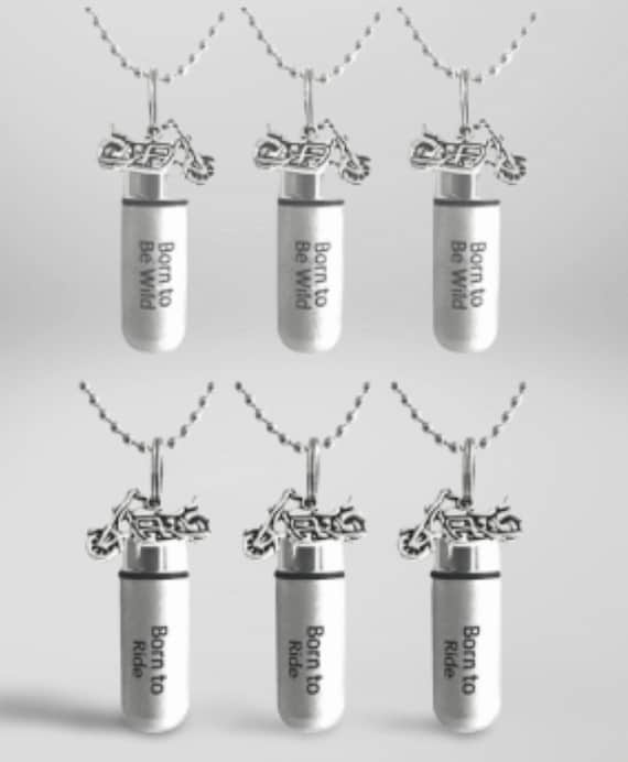 SIX Engraved Silver Motorcycle Cremation Urns - (3) "Born To Ride" &  (3) "Born To Be Wild"