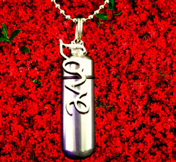 LOVE Cremation Urn on 24" Necklace with Velvet Pouch & Fill Kit