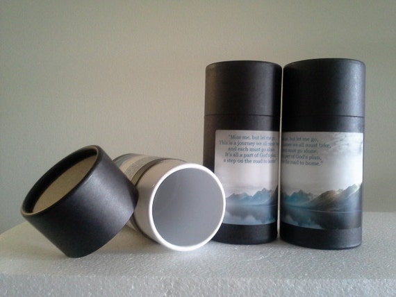 SET OF THREE Eco-Friendly Cremation Urn Scattering Tubes w/Telescopic Lids - Black/Biodegradable - Style "Mountain"