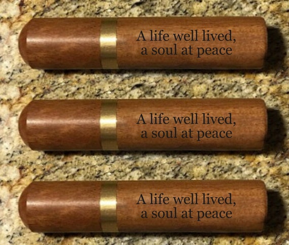 Set of 3 ENGRAVED "A life well lived, a soul at peace" Rosewood Cremation Urns / Scattering Tubes - Fits in Pocket/Purse, TSA Compliant