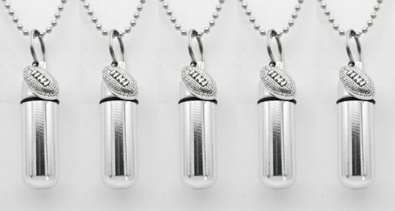 Set of Five FOOTBALL CREMATION URN Necklaces - Memorial Keepsake, Urn Necklace, Ashes Jewelry, Urn for Ashes, Personalized Urn