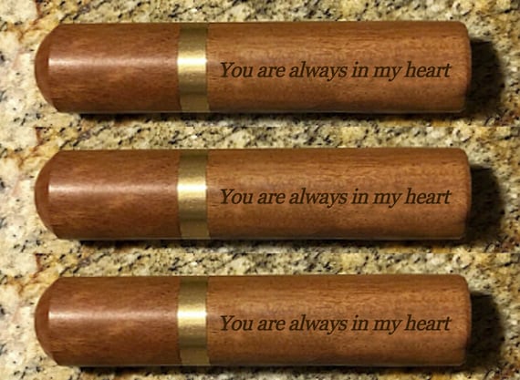 Set of 3 ENGRAVED "You are always in my heart" Rosewood Cremation Urns / Scattering Tubes - Fits in Pocket/Purse, TSA Compliant, Very Secure