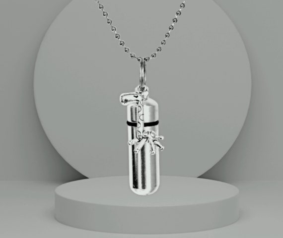 Silver Giraffe Cremation Urn & Vial on 24" Steel Ball Chain Necklace Keepsake - Ashes Jewelry, Ashes Necklace, Urn for Ashes, Pet Urn