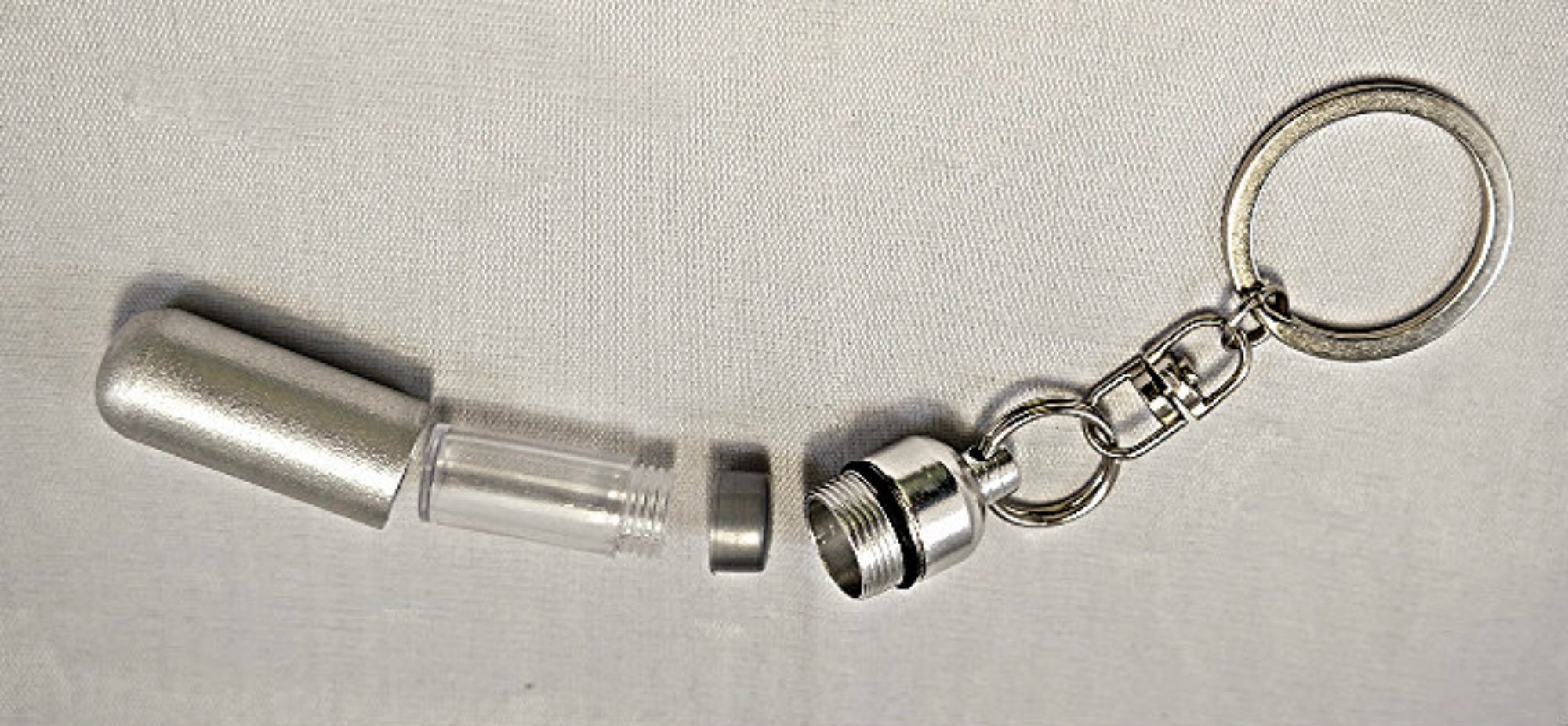 Brushed Silver Cremation Urn Keychain – Dragonfly On Swivel, Stainless Steel, Handmade