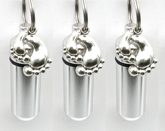 Set of Three CREMATION URN Necklaces with Silver Baby Feet - Keepsake Urn, Baby Loss, Child Loss, Urn Jewelry Infant Urn, Personalized Urn