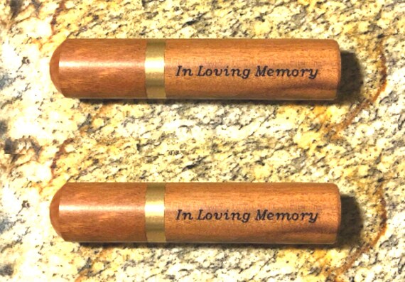 Set of TWO "In Loving Memory" Natural Rosewood Cremation Urn / Scattering Tubes - Fits in Pocket/Purse, TSA Travel Compliant, Very Secure