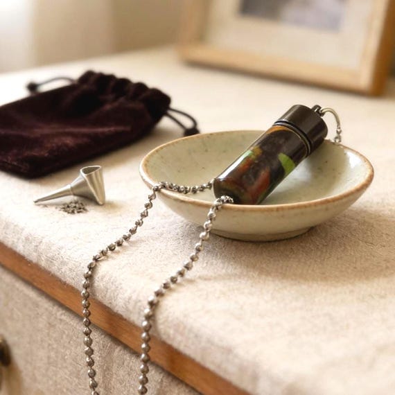 Camouflage/Camo CREMATION URN Necklace on 24" Steel Ball Chain w/Velvet Pouch & Fill Kit -  Loss of Loved One