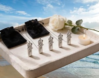 Memorial Rose Urn Necklaces, Silver (Set of 5 with Velvet Pouches)
